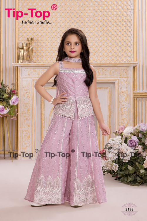 Girls Premium Embroidered Sharara Set with Dupatta | Designer Party Wear Ethnic Dress | Pink Festive Outfit