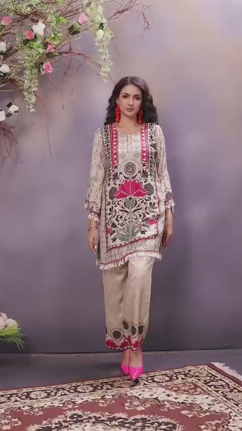🌸 Premium Muslin Printed Pakistani Suit Set with Designer Dupatta